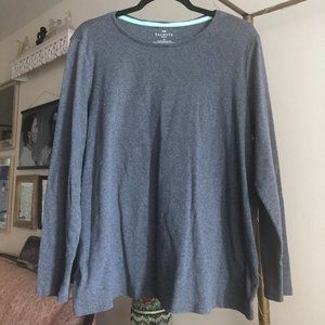 Talbots 2X Casual Long Sleeve Tee Gray Comfy Soft